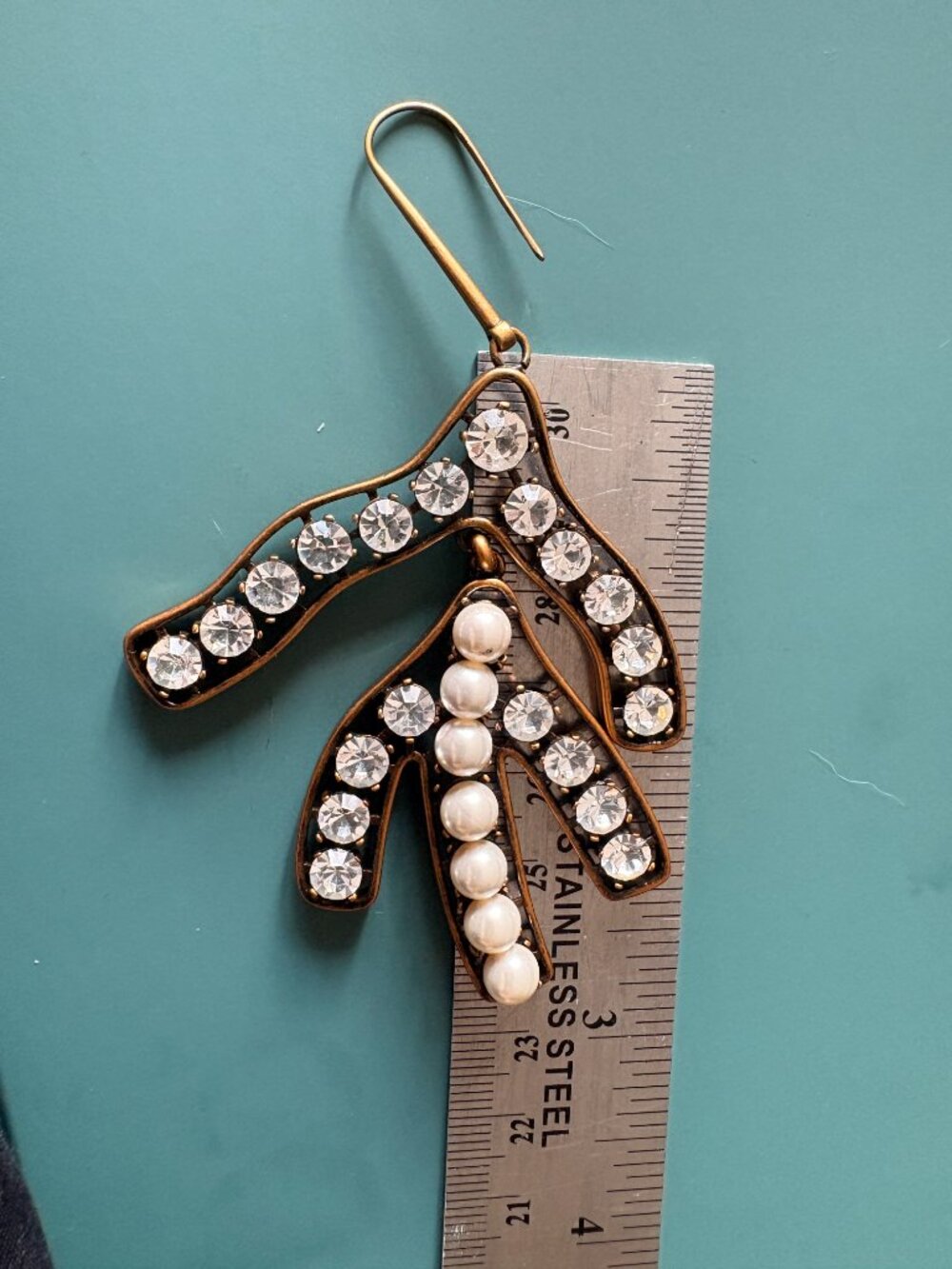 Celine Phoebe Philo Era Single Statement Earring Crystal Pearl Old Celine - Picture 6 of 7